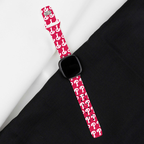 Image of Game Time Philadelphia Phillies HD Watch Band Compatible with Fitbit Versa 3 and Sense - Repeating
