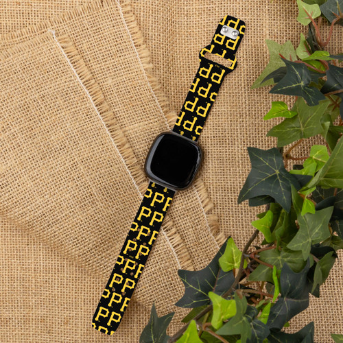 Image of Game Time Pittsburgh Pirates HD Watch Band Compatible with Fitbit Versa 3 and Sense - Repeating