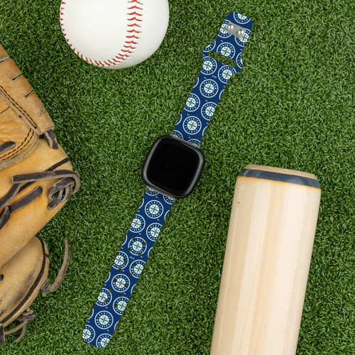 Game Time Seattle Mariners HD Watch Band Compatible with Fitbit Versa 3 and Sense - Repeating