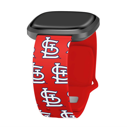 Image of Game Time St Louis Cardinals HD Watch Band Compatible with Fitbit Versa 3 and Sense - Repeating