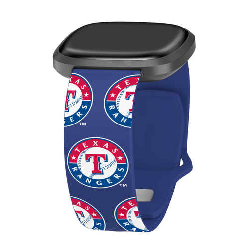 Image of Game Time Texas Rangers HD Watch Band Compatible with Fitbit Versa 3 and Sense - Repeating