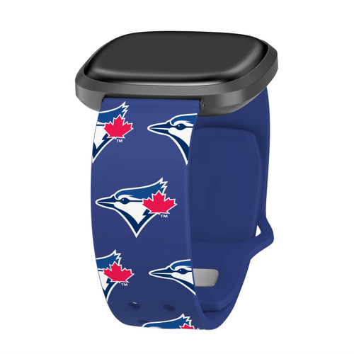 Image of Game Time Toronto Blue Jays HD Watch Band Compatible with Fitbit Versa 3 and Sense - Repeating