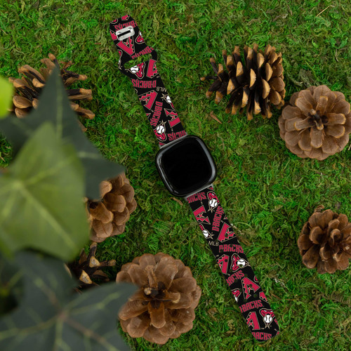Image of Game Time Arizona Diamondbacks HD Watch Band Compatible with Fitbit Versa 3 and Sense - Repeating with Text