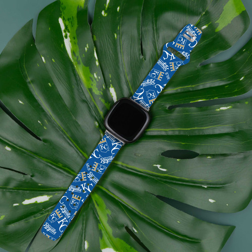 Image of Game Time Kansas City Royals HD Watch Band Compatible with Fitbit Versa 3 and Sense - Repeating with Text