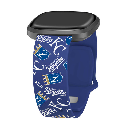 Image of Game Time Kansas City Royals HD Watch Band Compatible with Fitbit Versa 3 and Sense - Repeating with Text