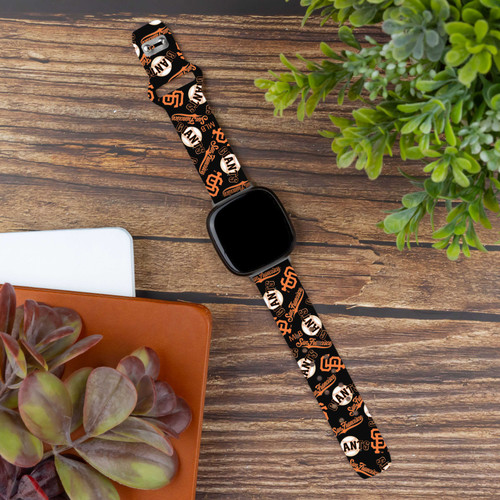 Image of Game Time San Francisco Giants HD Watch Band Compatible with Fitbit Versa 3 and Sense - Repeating with Text