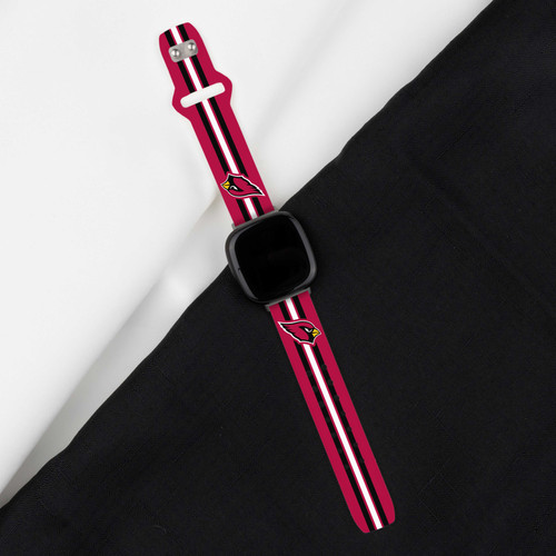 Image of Game Time Arizona Cardinals HD Watch Band Compatible with Fitbit Versa 3 and Sense - Red with Stripe