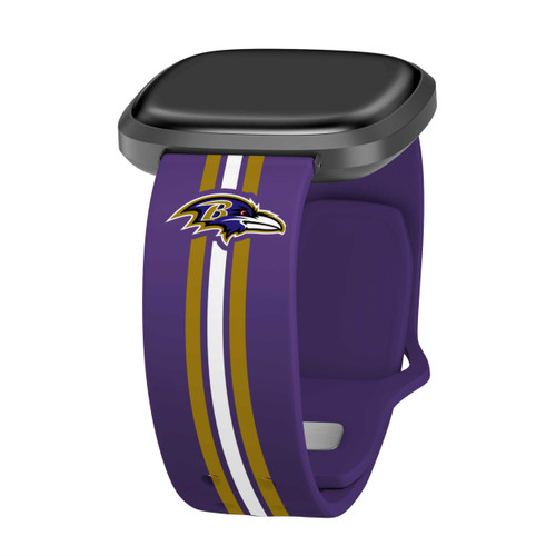 Image of Game Time Baltimore Ravens HD Watch Band Compatible with Fitbit Versa 3 and Sense - Stripe