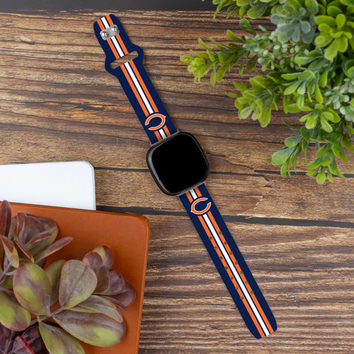Image of Game Time Chicago Bears HD Watch Band Compatible with Fitbit Versa 3 and Sense - Stripe