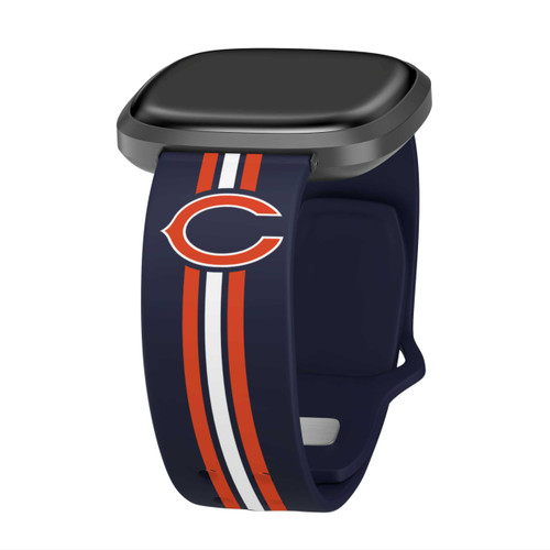Image of Game Time Chicago Bears HD Watch Band Compatible with Fitbit Versa 3 and Sense - Stripe
