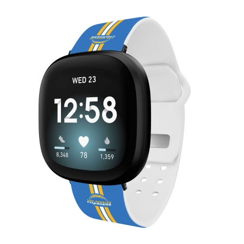 Image of Game Time Los Angeles Chargers HD Watch Band Compatible with Fitbit Versa 3 and Sense Stripes