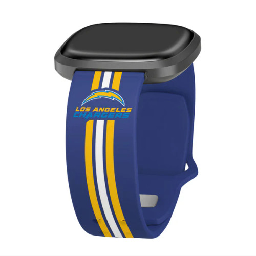 Image of Game Time Los Angeles Chargers HD Watch Band Compatible with Fitbit Versa 3 and Sense Stripes Image of Game Time Los Angeles Chargers HD Watch Band Compatible with Fitbit Versa 3 and Sense Stripes