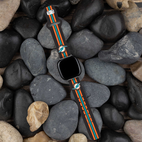Image of Game Time Miami Dolphins HD Watch Band Compatible with Fitbit Versa 3 and Sense - Stripe