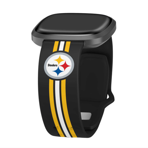 Image of Game Time Pittsburgh Steelers HD Watch Band Compatible with Fitbit Versa 3 and Sense - Stripe