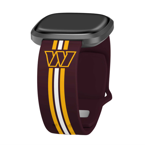 Image of Game Time Washington Commanders HD Watch Band Compatible with Fitbit Versa 3 and Sense Stripes