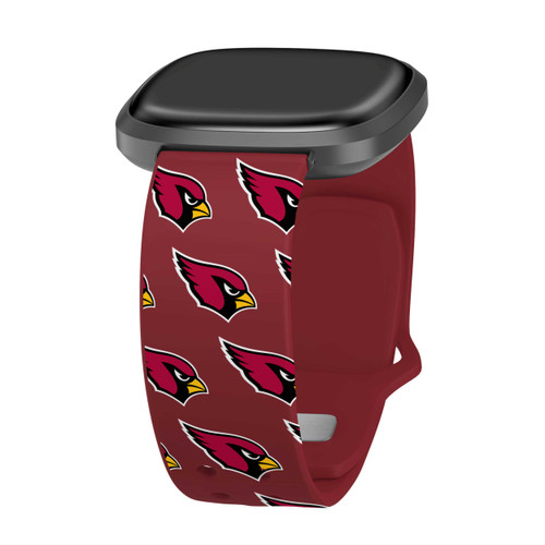Image of Game Time Arizona Cardinals HD Watch Band Compatible with Fitbit Versa 3 and Sense - Red Repeating Pattern