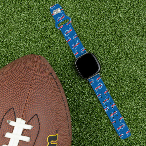 Image of Game Time Buffalo Bills HD Watch Band Compatible with Fitbit Versa 3 and Sense - Repeating