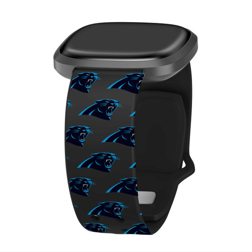 Image of Game Time Carolina Panthers HD Watch Band Compatible with Fitbit Versa 3 and Sense - Repeating