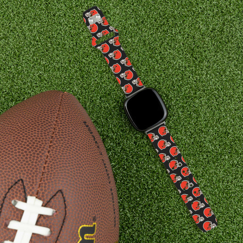 Image of Game Time Cleveland Browns HD Watch Band Compatible with Fitbit Versa 3 and Sense - Repeating