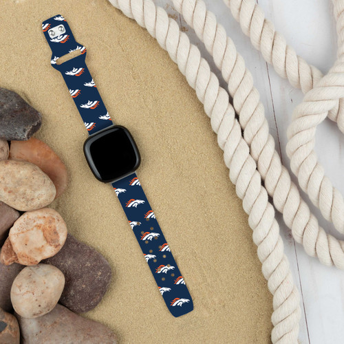 Image of Game Time Denver Broncos HD Watch Band Compatible with Fitbit Versa 3 and Sense - Repeating