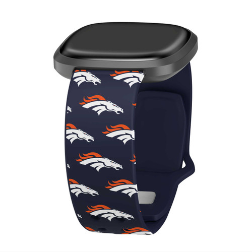 Image of Game Time Denver Broncos HD Watch Band Compatible with Fitbit Versa 3 and Sense - Repeating