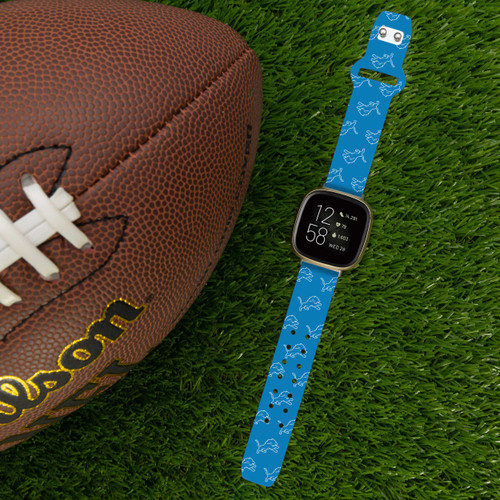 Image of Game Time Detroit Lions HD Watch Band Compatible with Fitbit Versa 3 and Sense - Repeating