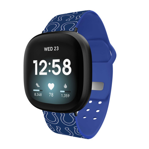 Image of Game Time Indianapolis Colts HD Watch Band Compatible with Fitbit Versa 3 and Sense - Repeating