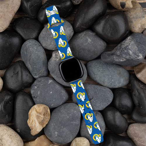 Image of Game Time Los Angeles Rams HD Watch Band Compatible with Fitbit Versa 3 and Sense - Repeating