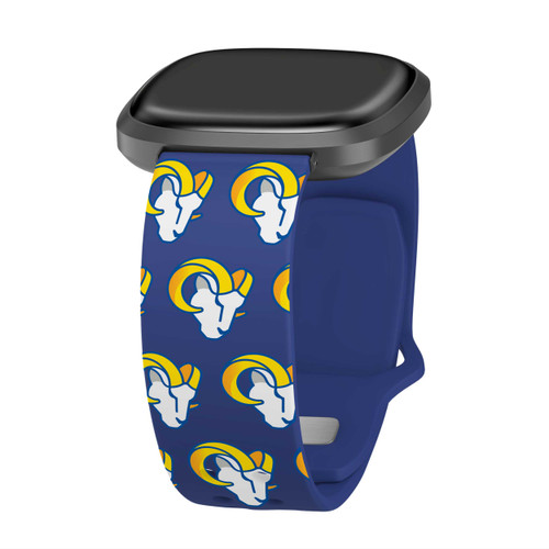 Image of Game Time Los Angeles Rams HD Watch Band Compatible with Fitbit Versa 3 and Sense - Repeating