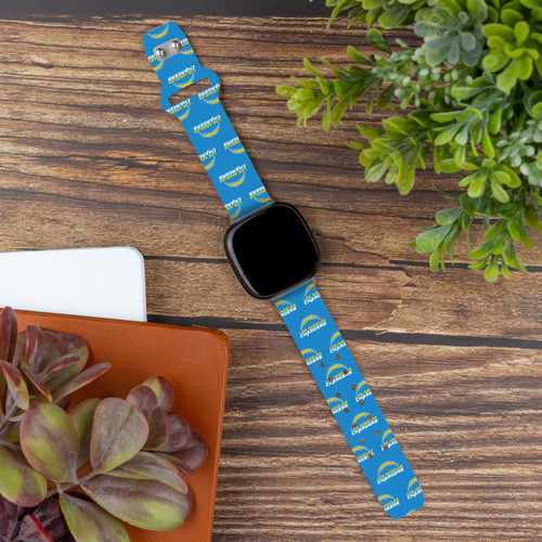 Image of Game Time Los Angeles Chargers HD Watch Band Compatible with Fitbit Versa 3 and Sense - Repeating