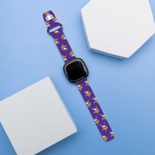 Image of Game Time Minnesota Vikings HD Watch Band Compatible with Fitbit Versa 3 and Sense - Repeating