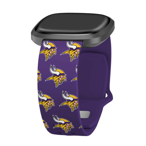 Image of Game Time Minnesota Vikings HD Watch Band Compatible with Fitbit Versa 3 and Sense - Repeating