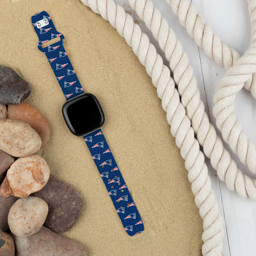 Image of Game Time New England Patriots HD Watch Band Compatible with Fitbit Versa 3 and Sense - Repeating
