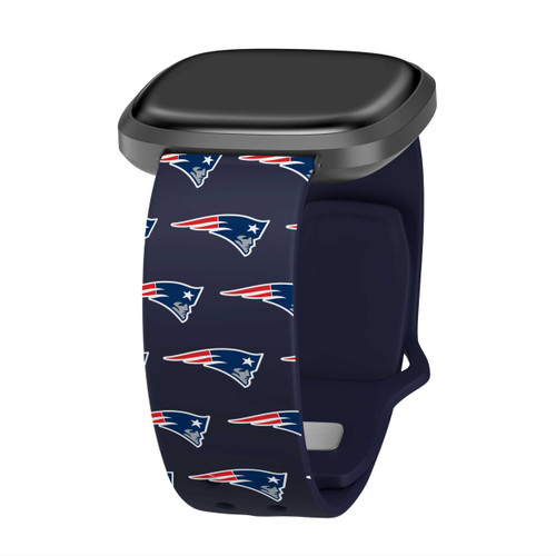 Image of Game Time New England Patriots HD Watch Band Compatible with Fitbit Versa 3 and Sense - Repeating