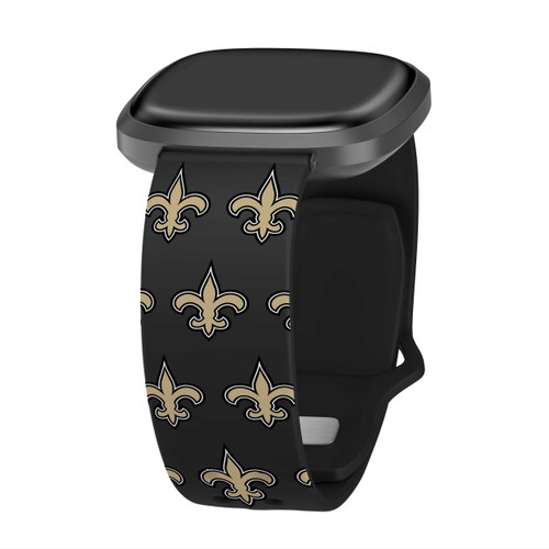 Image of Game Time New Orleans Saints HD Watch Band Compatible with Fitbit Versa 3 and Sense - Repeating