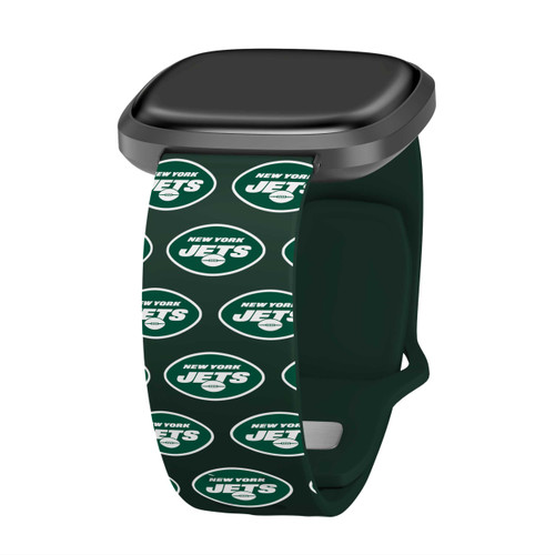 Image of Game Time New York Jets HD Watch Band Compatible with Fitbit Versa 3 and Sense - Repeating