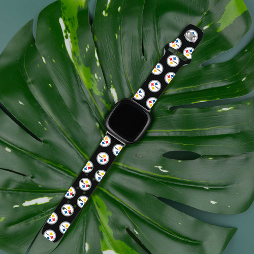 Image of Game Time Pittsburgh Steelers HD Watch Band Compatible with Fitbit Versa 3 and Sense - Repeating