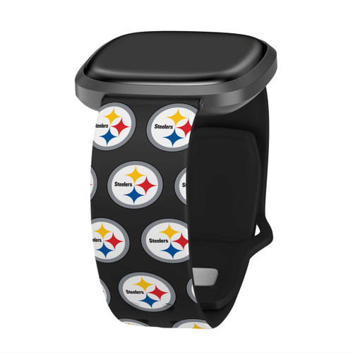 Image of Game Time Pittsburgh Steelers HD Watch Band Compatible with Fitbit Versa 3 and Sense - Repeating