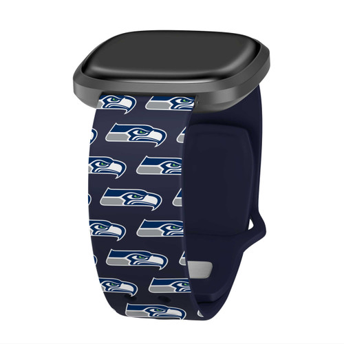 Image of Game Time Seattle Seahawks HD Watch Band Compatible with Fitbit Versa 3 and Sense - Repeating