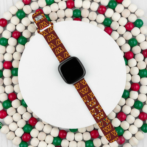 Image of Game Time Washington Commanders HD Watch Band Compatible with Fitbit Versa 3 and Sense Repeating