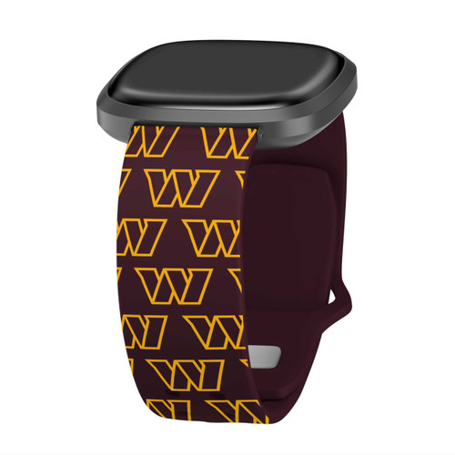 Image of Game Time Washington Commanders HD Watch Band Compatible with Fitbit Versa 3 and Sense Repeating