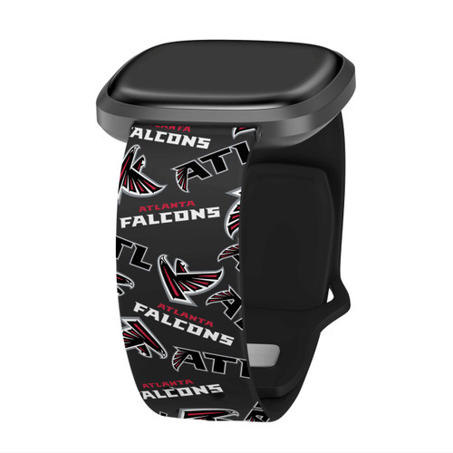 Image of Game Time Atlanta Falcons HD Watch Band Compatible with Fitbit Versa 3 and Sense - Repeating with Text