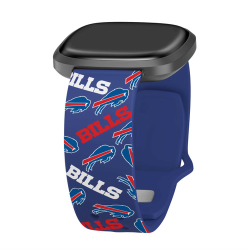 Image of Game Time Buffalo Bills HD Watch Band Compatible with Fitbit Versa 3 and Sense - Repeating with Text
