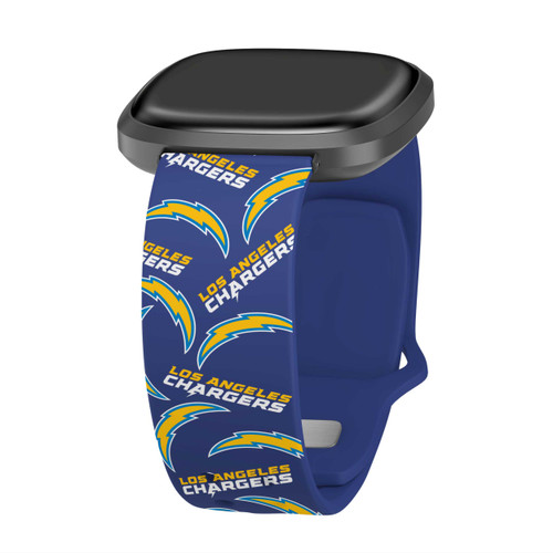 Image of Game Time Los Angeles Chargers HD Watch Band Compatible with Fitbit Versa 3 and Sense - Repeating with Text