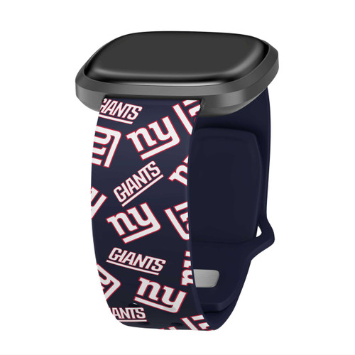 Image of Game Time New York Giants HD Watch Band Compatible with Fitbit Versa 3 and Sense - Repeating with Text
