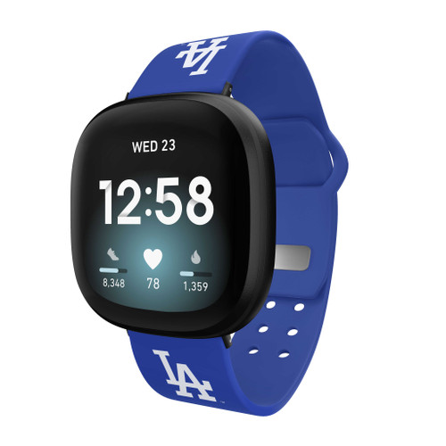 Image of Game Time Los Angeles Dodgers Silicone Watch Band Compatible with Fitbit Versa 3 and Sense (Blue)