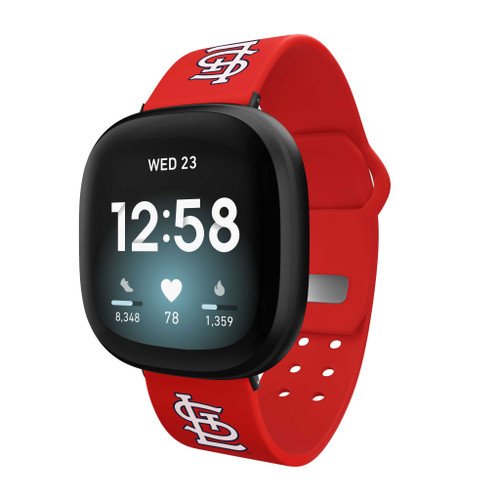 Image of Game Time Saint Louis Cardinals Silicone Watch Band Compatible with Fitbit Versa 3 and Sense (Red)