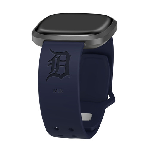 Image of Game Time Detroit Tigers Engraved Silicone Watch Band Compatible with Fitbit Versa 3 and Sense (Navy)