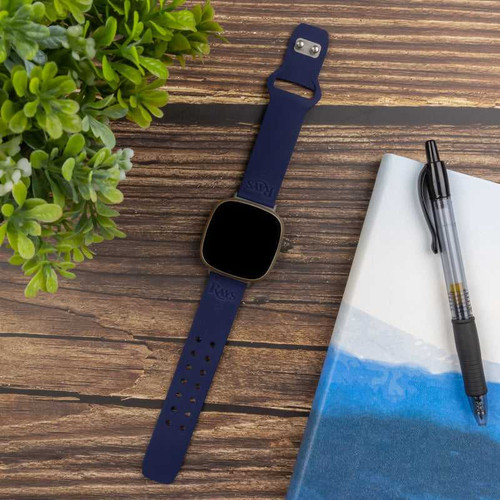 Image of Game Time Tampa Bay Rays Engraved Silicone Watch Band Compatible with Fitbit Versa 3 and Sense (Navy)