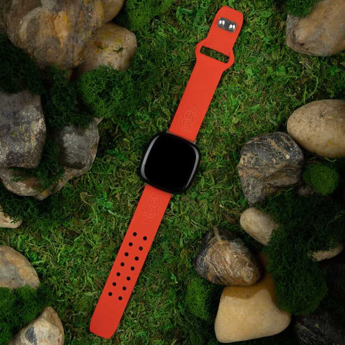 Image of Game Time Boston Red Sox Engraved Silicone Watch Band Compatible with Fitbit Versa 3 and Sense (Red)